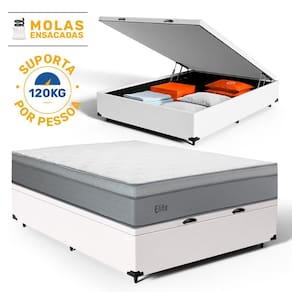 Cama Box Baú com Colchão de Molas Ensacadas Pillow In Elite Casal 138cm