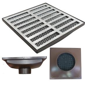 Ralo Pluvial 20x20 Alumínio Tradicional Coletor Marrom Saída Baixa para tubo de 75mm