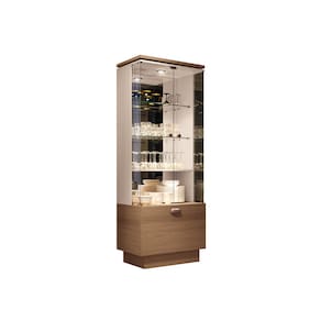 Cristaleira 2Portas Vidro e Gavetão Aura Sala de Jantar Off White/Castanho - Montanaris Decor