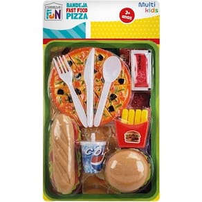 Brinquedo Bandeja Infantil Fast Food Pizza Creative Fun Com Acessórios - Multikids