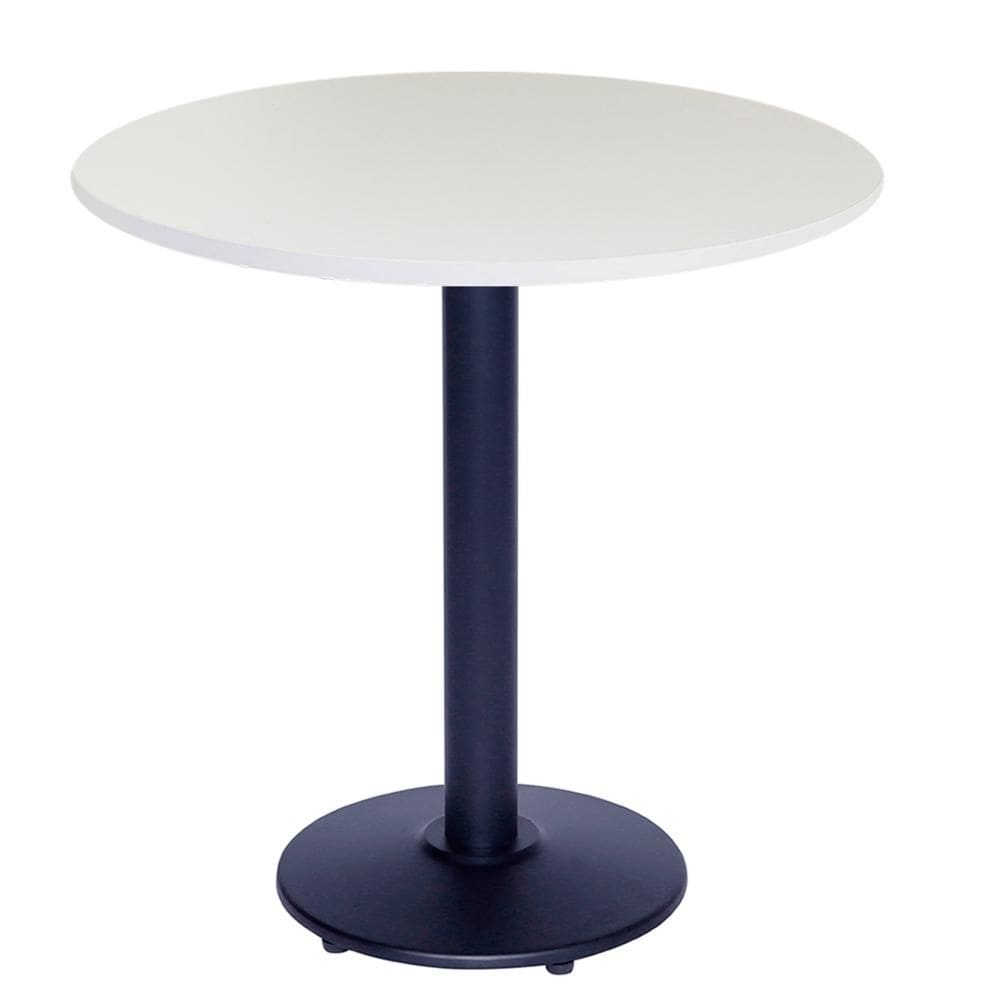Mesa Zeta Ferro Preto 75 cm (Alt) Disco Redondo Tampo MDP Redondo 60 cm (Larg) x 2,50 cm (Alt) Branco