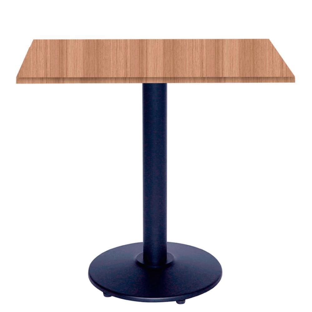 Mesa Zeta Ferro Preto 75 cm (Alt) Disco Redondo Tampo MDP Quadrado 60 cm (Larg) x 2,50 cm (Alt) Noce Nat
