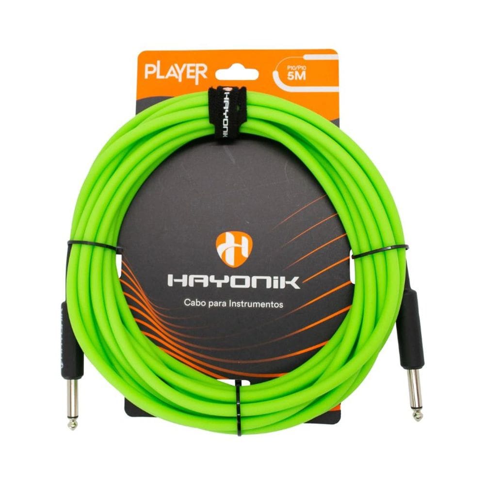 Cabo Para Instrumentos Player P10 x P10 5m Verde Hayonik