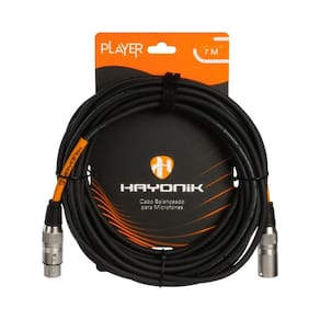 Cabo Para Microfone Player XLR(F) x XLR(M) 7m Preto Hayonik