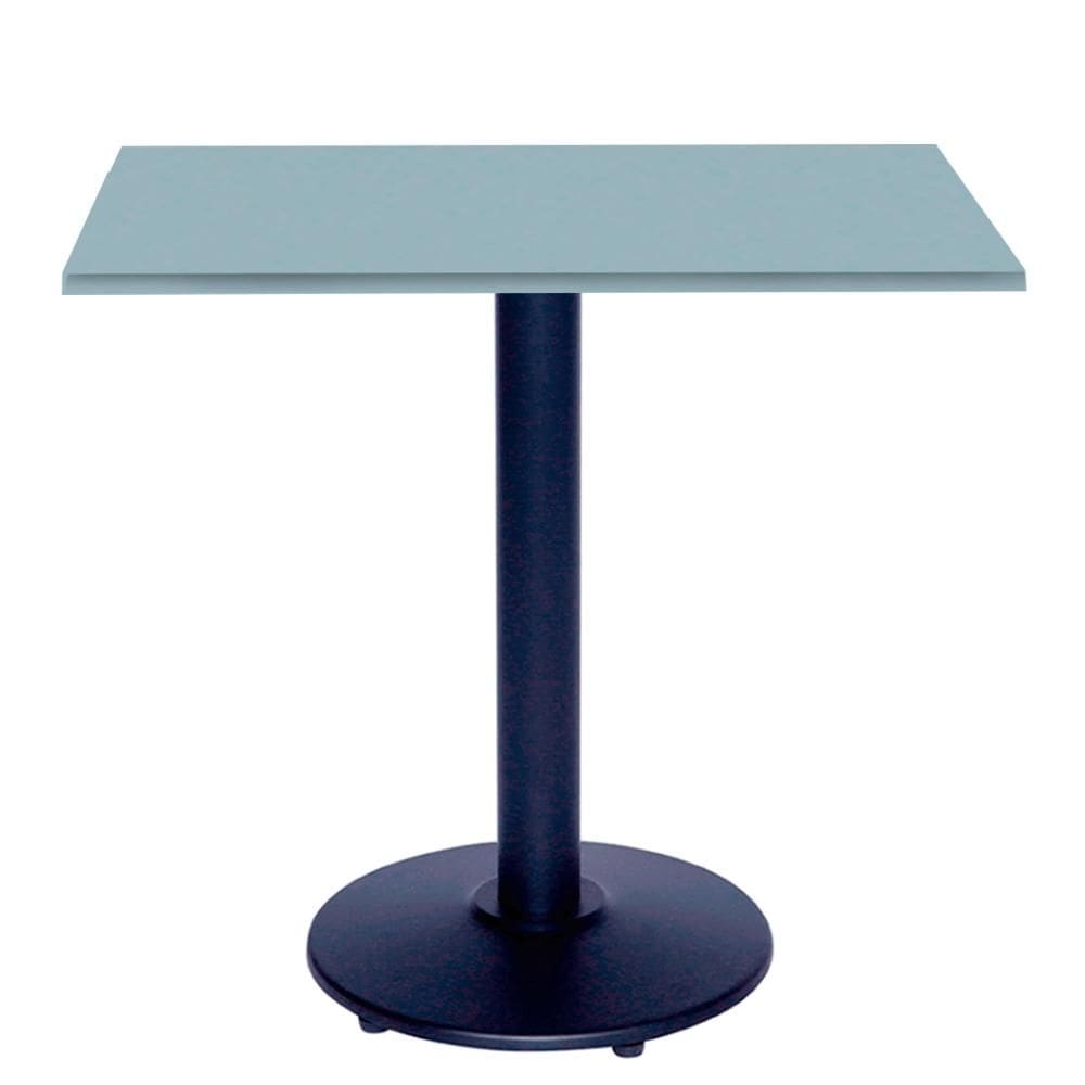 Mesa Zeta Ferro Preto 75 cm (Alt) Disco Redondo Tampo MDP Quadrado 80 cm (Larg) x 2,50 cm (Alt) Cinza