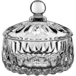 POTICHE VASO DECORATIVO BOMBONIERE REDONDO HOME&CO COM TAMPA ECO CRYSTAL 13x14x14cm TRANSPARENTE