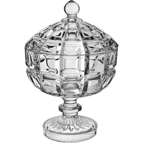 POTICHE DECORATIVO BOMBONIERE REDONDO HOME&CO COM TAMPA ECO CRYSTAL 25x18x18cm TRANSPARENTE
