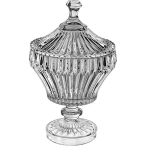 POTICHE VASO DECORATIVO REDONDO HOME&CO COM TAMPA ECO CRYSTAL 27x17x17cm TRANSPARENTE