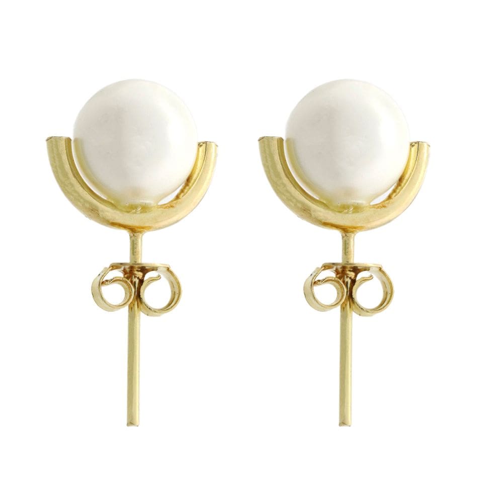 Brinco Diamante Ouro 18k Solitário Pérola Shell 8,2mm J25609fvia