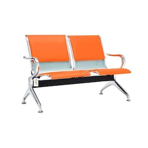 Cadeira Longarina Com Est Cromada 2 Lugares Colors Laranja