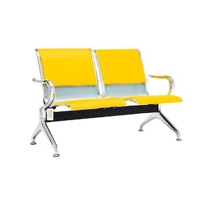 Cadeira Longarina Com Est Cromada 2 Lugares Colors Amarelo