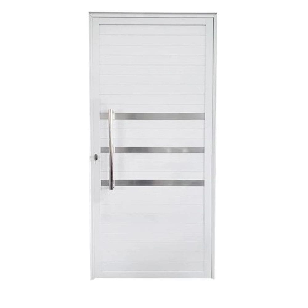 Porta Lambril 210x90 c/Puxador e Friso L/Esq. - Alumínio Branco - Linha 25
