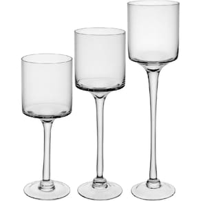 Jogo 3 Peças Castiçal Porta Velas Decorativo Home&Co Eco Crystal Transparente