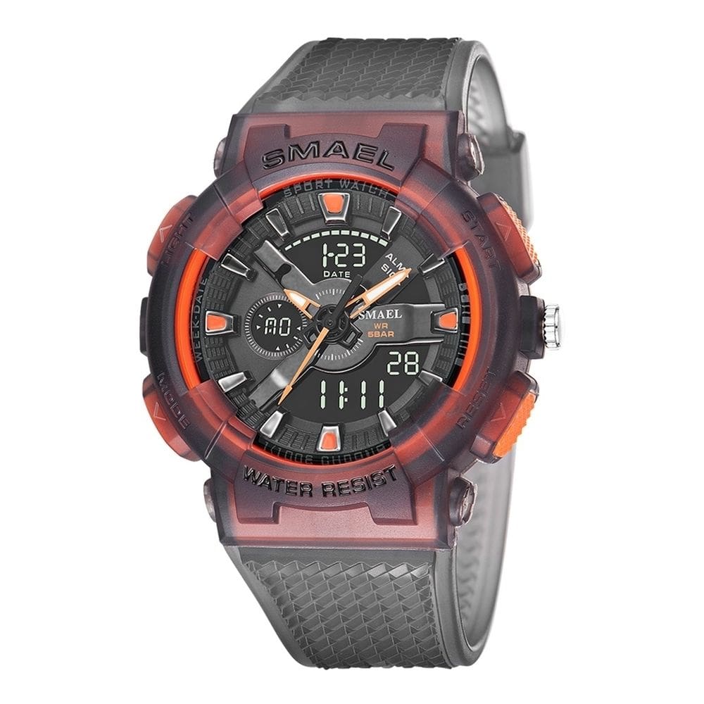 Relógio Masculino Smael AnaDigi 8006 Fume e Laranja