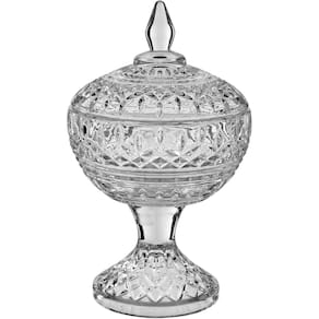 POTICHE DECORATIVO BOMBONIERE REDONDO HOME&CO COM TAMPA ECO CRYSTAL 17x10x10cm TRANSPARENTE
