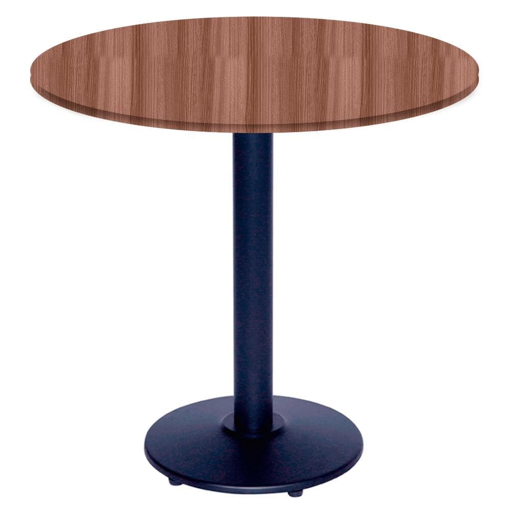 Mesa Zeta Ferro Preto 75 cm (Alt) Disco Redondo Tampo MDP Redondo 80 cm (Larg) x 2,50 cm (Alt) Walnut
