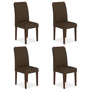 Kit 4 Cadeiras Estofadas Everest Comfort Imbuia/suede Marrom - Ma