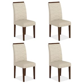 Kit 4 Cadeiras Estofadas Everest Comfort Imbuia/suede Bege - Ma