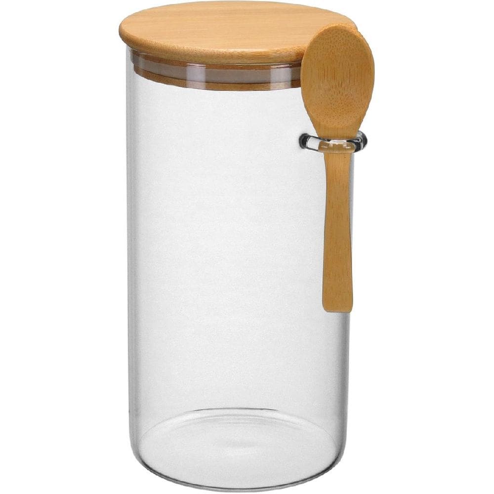 POTE MANTIMENTOS COM COLHER E TAMPA DE BAMBU BOROSSILICATO 1,4L 20x10x10cm TRANSPARENTE
