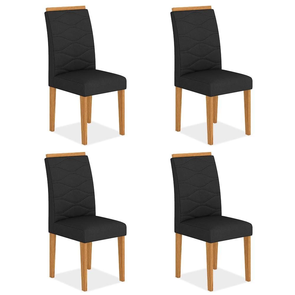 Kit 4 Cadeiras Estofadas Everest Comfort Cinamomo/suede Preto - M.a