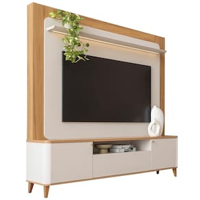 Estante Painel Para Tv 70 Pol Orgânico 200cm Danúbio L05 Tauari Off White Fosco - Lyam Decor