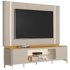 Rack Para Sala Com Painel Para Tv 70 Pol Elysia L05 Tauari Off White Fosco - Lyam Decor