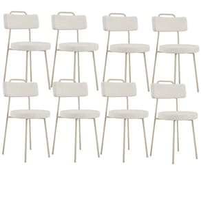Kit 08 Cadeiras Decorativas Estofada Sala Jantar Barcelona Arena L02 Linho Champagne - Lyam