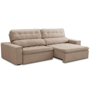 Sofá Retrátil Reclinável Para Sala 3 Lugares 250cm Haus F04 Bouclê Bege - Lyam Decor
