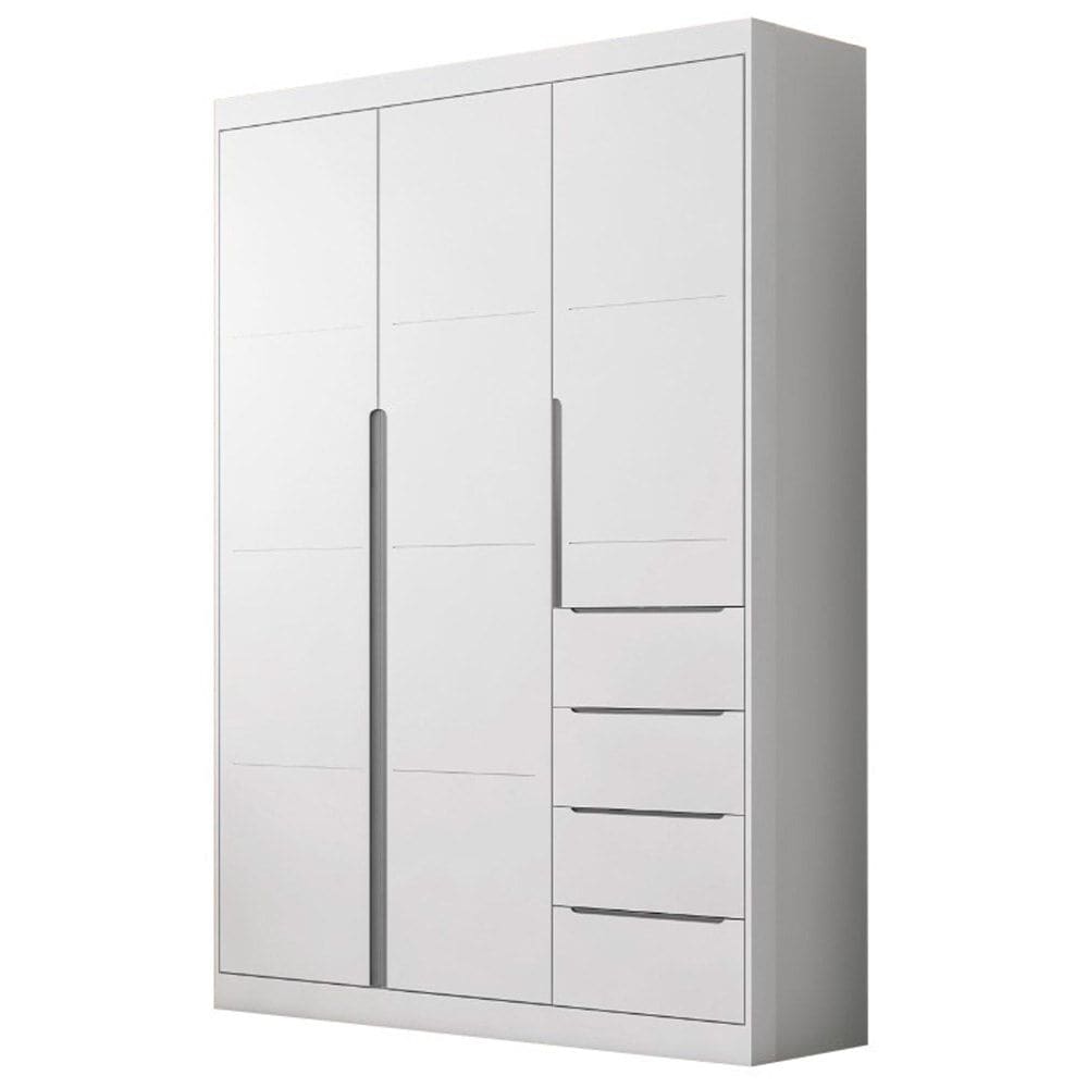 Guarda Roupa Infantil 3 Portas 4 Gavetas Lilly P04 Branco/Cinza - Mpozenato