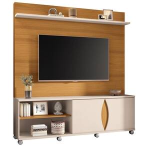 Estante Painel Para Tv 65 Pol Com Rodízios Drops B01 Cinamomo Off White - Lyam Decor