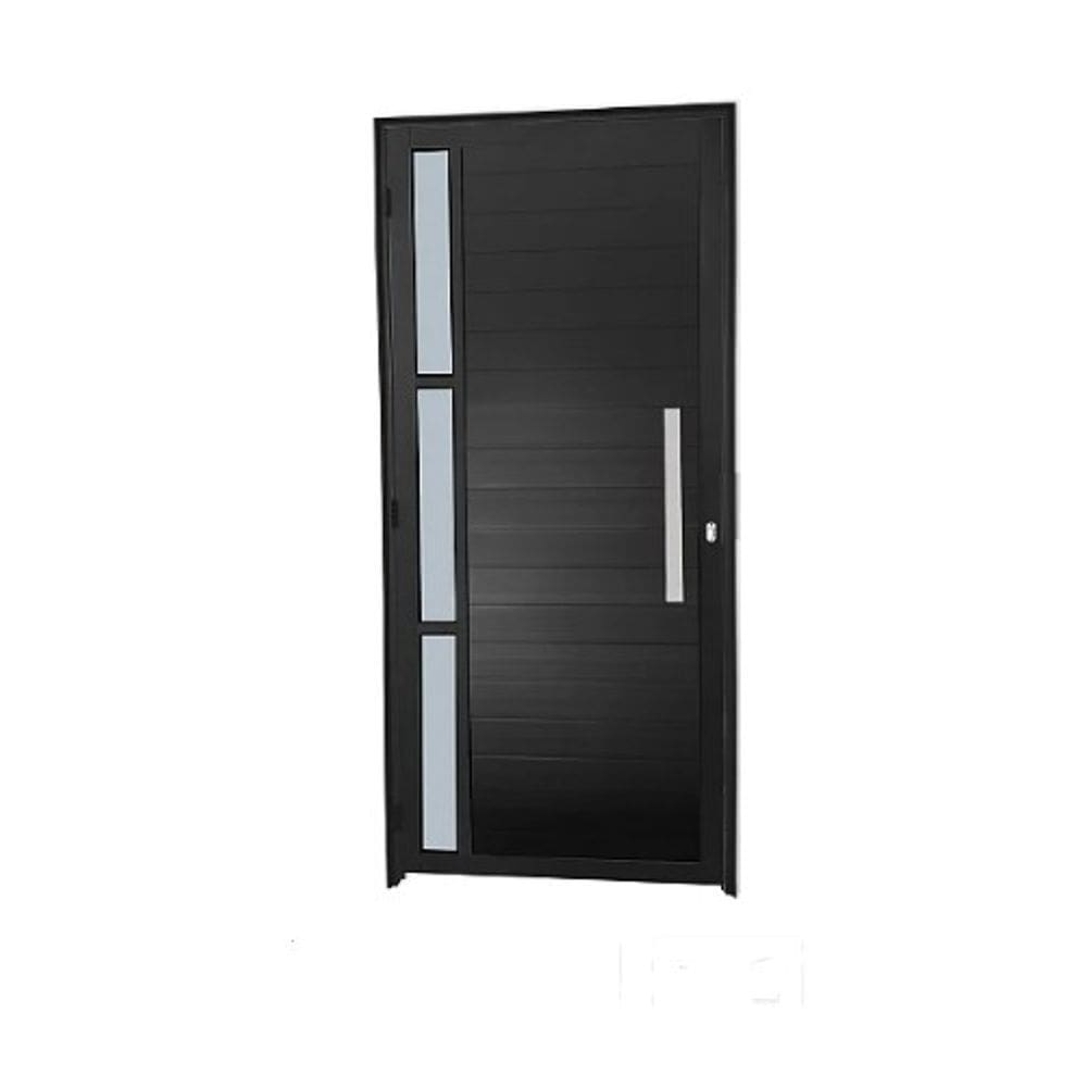 Porta Lambril 210x90 c/Puxador e Vidro L/Esq. - Alumínio Preto - Linha 25