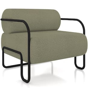 Poltrona Decorativa Pés Industrial Moscou K01 Bouclê Verde - Lyam Decor