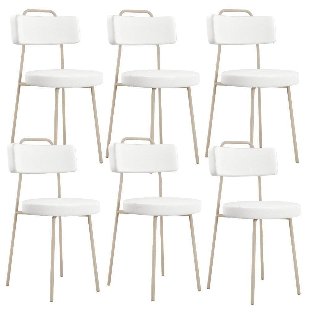 Kit 06 Cadeiras Decorativas Estofada Sala Jantar Barcelona Arena L02 Facto Branco - Lyam