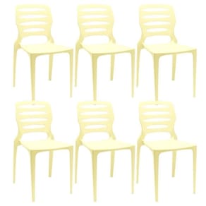 Kit 06 Cadeiras Para Cozinha Área Gourmet Jardim Empilhável Larsen P03 Amarelo - Lyam Decor