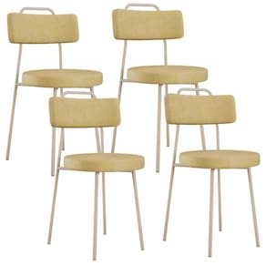 Kit 04 Cadeiras Decorativas Estofada Sala Jantar Barcelona Arena L02 Couríssimo Fendi - Lyam