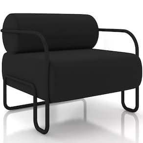 Poltrona Decorativa Pés Industrial Moscou K01 Veludo Preto - Lyam Decor