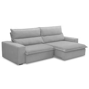 Sofá Retrátil Reclinável Para Sala 3 Lugares 210cm Senzi F04 Veludo Cinza - Lyam Decor