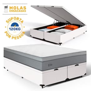 Cama Box Baú com Colchão de Molas Ensacadas Pillow In Elite Queen 158cm