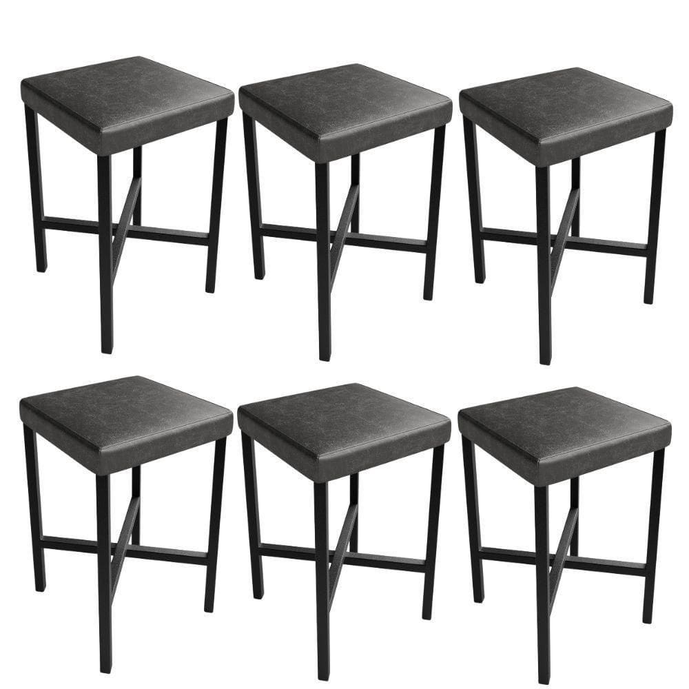 Kit 06 Banquetas Baixa Bar Cozinha Sala De Jantar Preto Stella L02 Couríssimo Preto - Lyam Decor