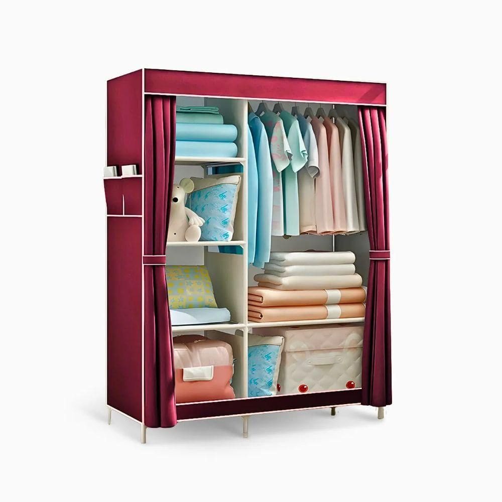 Guarda Roupa Closet Dobrável Organizador Com Capa De Tecido 2 Portas - Vinho