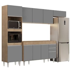 Armário de Cozinha Modulada 4 Peças CP10 Balcão Castanho/Preto - Lumil
