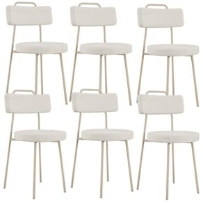 Kit 06 Cadeiras Decorativas Estofada Sala Jantar Barcelona Arena L02 Linho Champagne - Lyam
