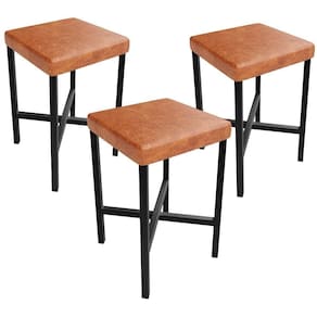 Kit 03 Banquetas Baixa Bar Cozinha Sala De Jantar Preto Stella L02 Couríssimo Camel - Lyam Decor