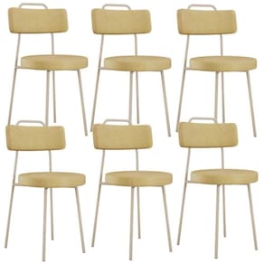 Kit 06 Cadeiras Decorativas Estofada Sala Jantar Barcelona Arena L02 Couríssimo Fendi - Lyam