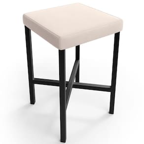 Banqueta Baixa Bar Cozinha Sala De Jantar Preto Stella L02 Suede Bege - Lyam Decor