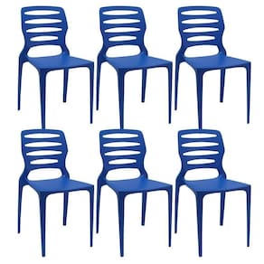 Kit 06 Cadeiras Para Cozinha Área Gourmet Jardim Empilhável Larsen P03 Azul - Lyam Decor
