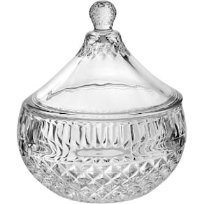 VASO POTICHE REDONDO HOME&CO COM TAMPA VIDRO 15x12x12cm TRANSPARENTE BOMBONIERE