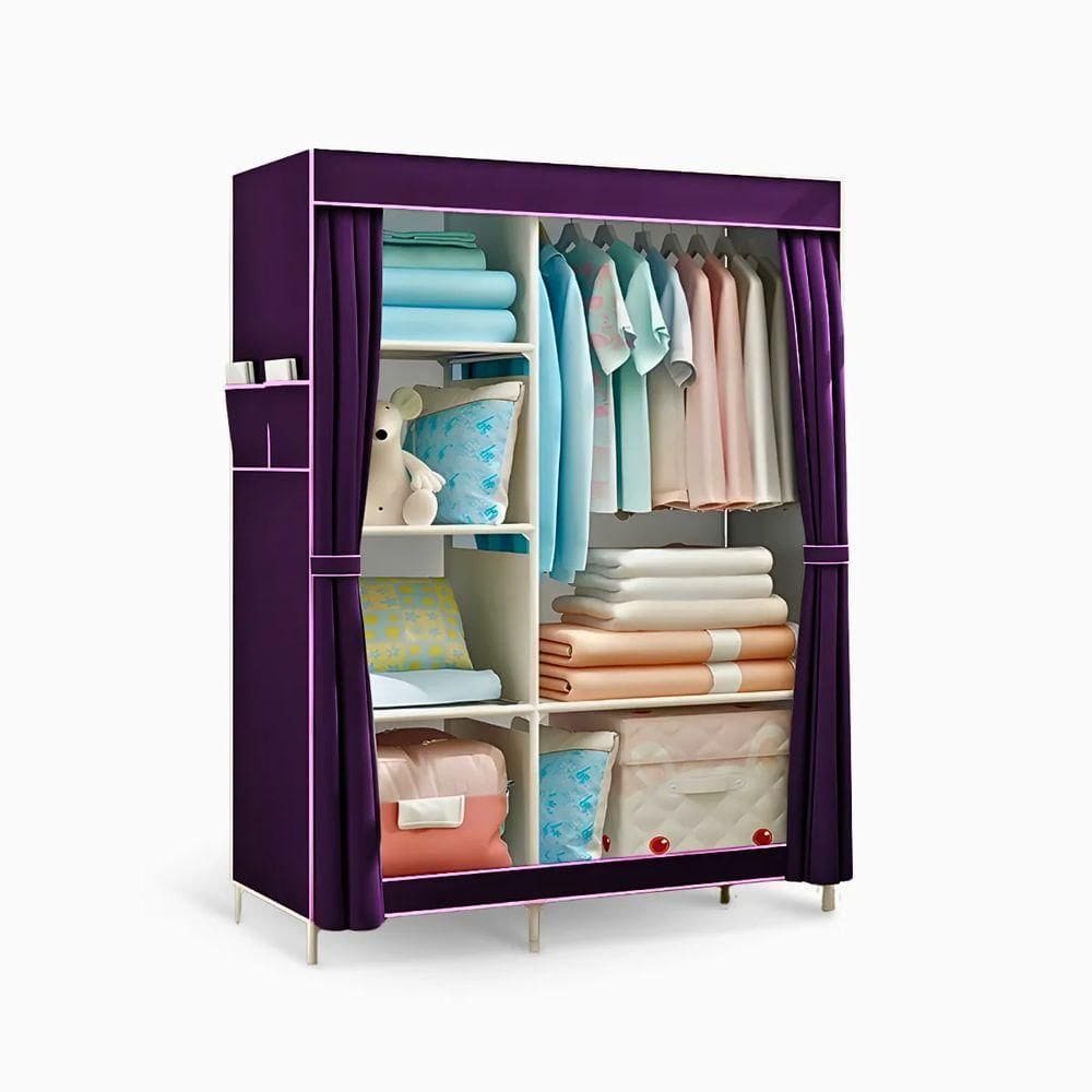 Guarda Roupa Closet Dobrável Organizador Com Capa De Tecido 2 Portas - Roxo