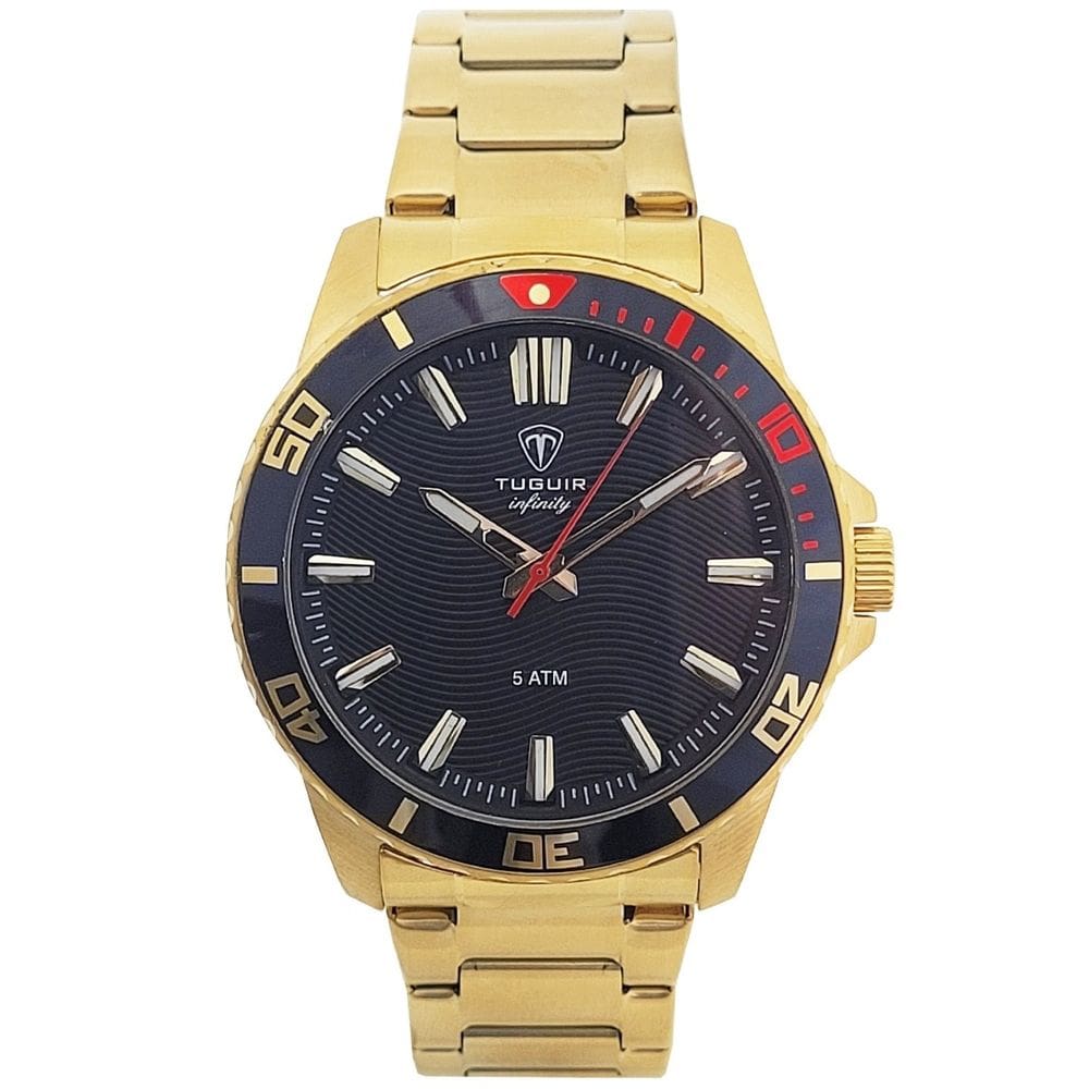 Relógio Masculino Tuguir Analógico Infinity TGI37111 Dourado e Preto