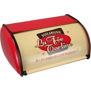 PORTA PÃO HOME&CO METAL 15x33x23cm VERMELHO E BEGE